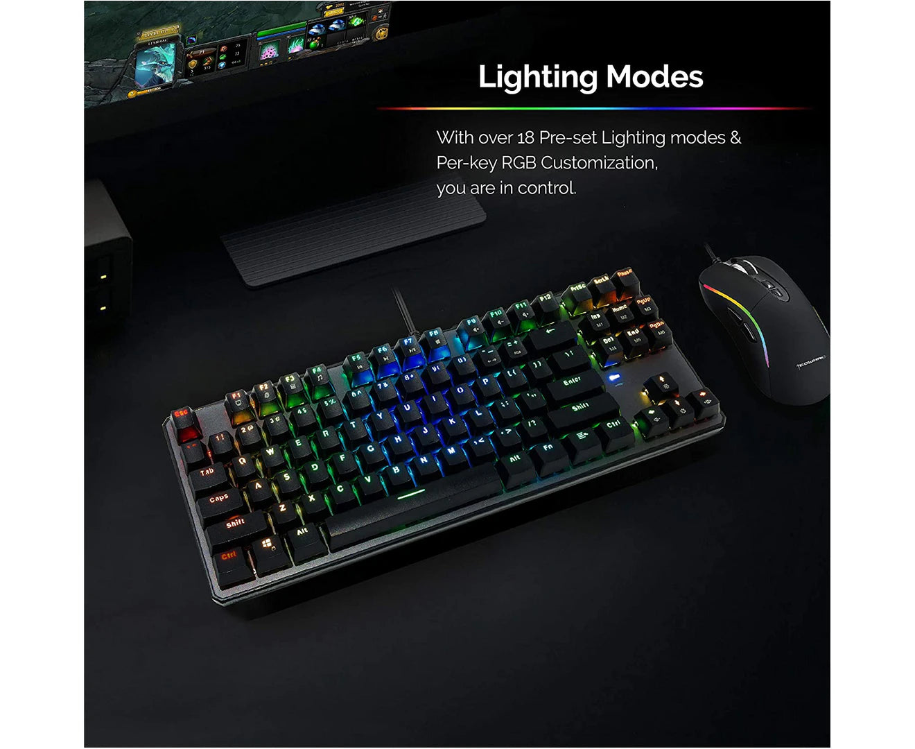 Gaming Keyboard, RGB LED, Outemu Blue Switch, Green Axis Keyboard.